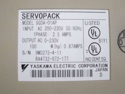 Yaskawa SGDA-01AP AC SERVO AMPLIFIER 200-230V 2.5/0.87A 50/60HZ NEW