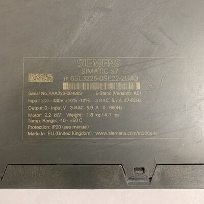 Siemens 6SL3225-0SE22-2UA3 300-480V 47-63Hz